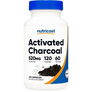Nutricost Activated Charcoal (520mg) 120 Capsules - Premium Powder, GMO-Free & Gluten Free - 1 of 4