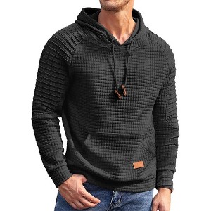 COOFANDY Mens Hoodies Pullover Casaul Long Sleeve Drawstring Waffle Knit Hooded Sweatshirt with Kanga Pocket - 1 of 4