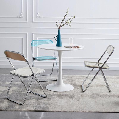 Vynxaria Modern 24" Black Round Dining Table with MDF Top & Steel Base