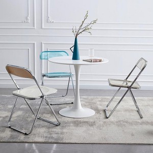 Vynxaria Modern 24" Black Round Dining Table with MDF Top & Steel Base - 1 of 4
