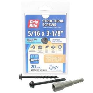 Grip-Rite 5/16 in. wire X 3-1/8 in. L Star Hex Washer Head Structural Screws 20 pk - 1 of 1