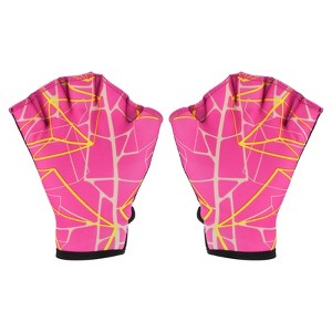 Unique Bargains Swimming Diving Resistance Webbed Training Printing Aquatic Gloves 1 Pair - 1 of 4