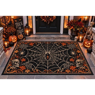 FC Design 5' x 7' Halloween Spiderweb Ghost and Candy Waterproof