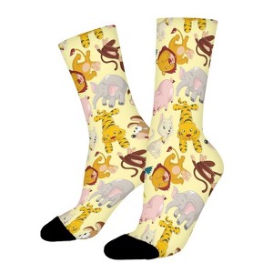 Cartoon Animals Women Printed Crew Socks Funny Funky Socks Soft Polyester Novelty Gifts for Artists Men - 1 of 1