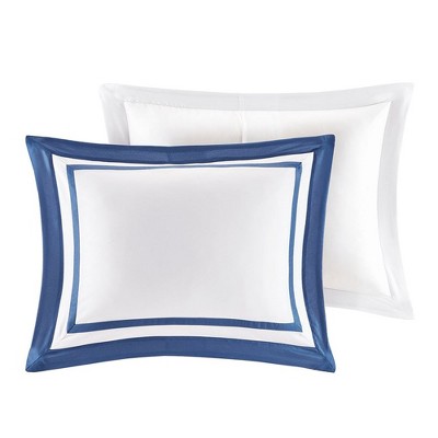 Navy and White King Microfiber Reversible 8-Piece Bedding Set