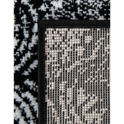 Black and White Bohemian Low Pile Area Rug