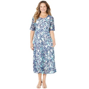 Catherines Women's Plus Size Stretch Lace Fit & Flare Dress - 1 of 4