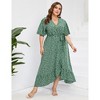 Clearlove Women's Spring and Summer Plus Size Floral V Neck Short Sleeve A Line Long Dress - 2 of 4