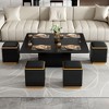 PAGED Modern Space Saving Lift-Top Coffee Table with 4 Stools & Foldable Top,Functional Storage Tea table Center Table for Living Room,Bedroom - 2 of 4