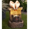 LuxenHome Farmhouse Ducks Outdoor Resin Fountain with Lights Brown - 2 of 4