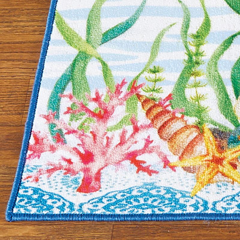 Collections Etc Coastal Seashell and Starfish Skid-Resistant Accent Rug, 4 of 5