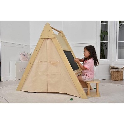 Oak Foldable Learning Play Tent with Desk and Chair