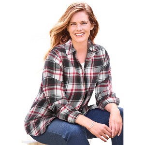 Woman Within Plus Size Classic Flannel Shirt - 1 of 4