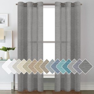 Natural Linen Blended Semi-Sheer Curtains Privacy Assured with Nickel Grommet for Living Room - 1 of 4