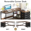 Vynxaria 59” L-Shaped Computer Desk, Reversible Design, 4 Drawers and 2-Tier Shelves, E1 Particle Board/Metal Frame - 4 of 4