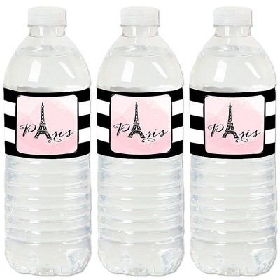 Big Dot of Happiness Paris, Ooh La La - Paris Themed Baby Shower or Birthday Party Water Bottle Sticker Labels - Set of 20