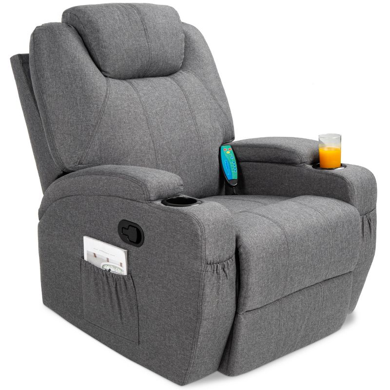 Best Choice Products Executive Swivel Massage Recliner Chair w/ Remote Control, 5 Modes, 2 Cup Holders - Gray, 1 of 8