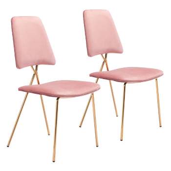 Set of 2 Cecilia Dining Chairs Pink/Gold - ZM Home