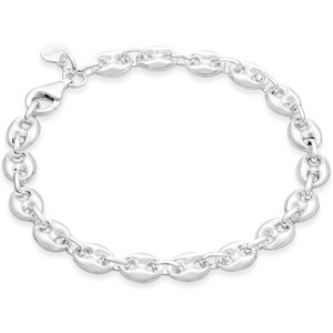Sterling Silver Puffy Mariner Link Bracelet for Women - 1 of 4