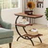 ORRD C-Shaped End Table, 3-Tier Industrial Side Table with Storage Shelves, Rustic Brown Snack Table for Couch & Bedside, Small Space Furniture - 2 of 4