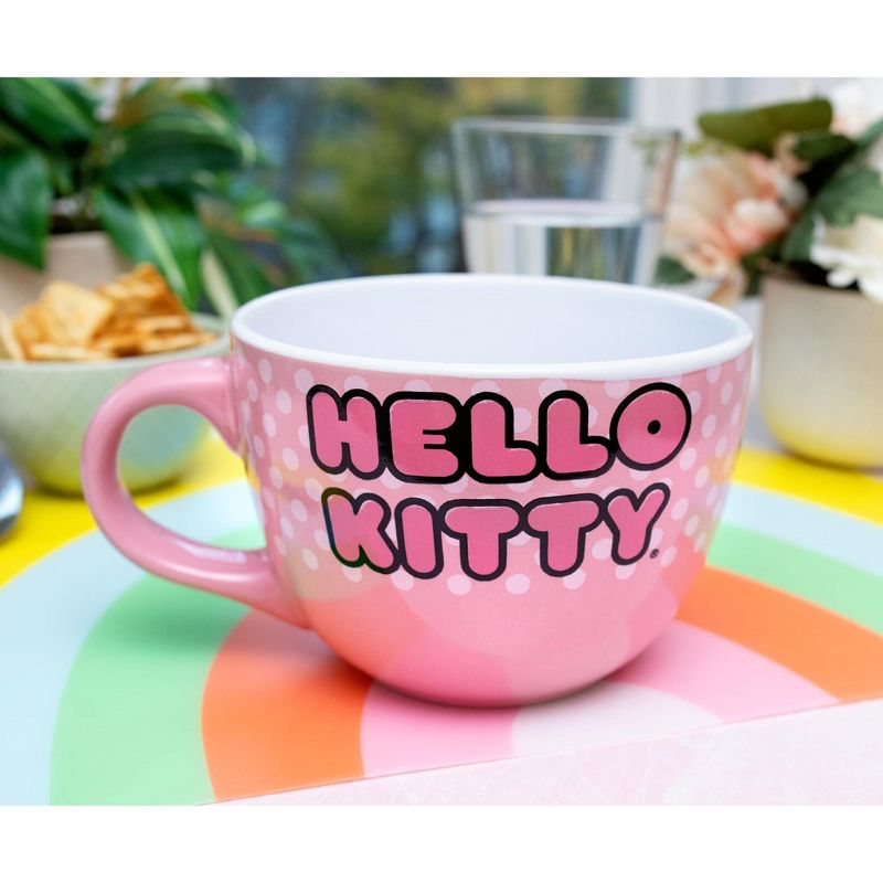 Silver Buffalo Sanrio Hello Kitty Pink Polka Dots Ceramic Soup Mug | Holds 24 Ounces, 4 of 7