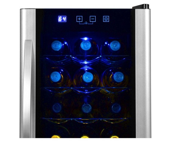 Avalon Bay 18 Bottle Wine Cooler - Black & Silver AB-WINE18S