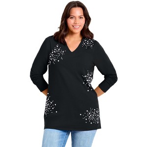 Avenue Embellished V-Neck Tunic - 1 of 3