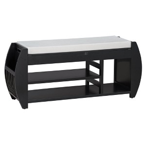 NicBex Shoe Rack Bench Shoe Storage Organizer Retro Multifunctional Storage Bench with Cushion and Curved Side Panel for Entryway - 1 of 4