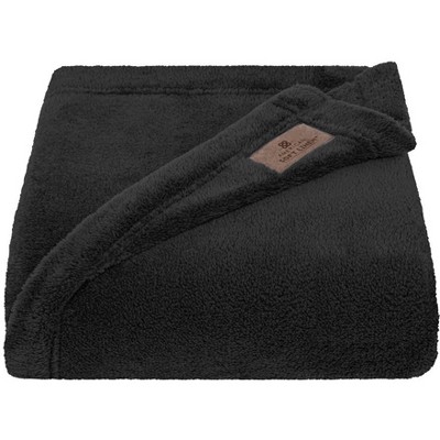Black Plush Fleece Throw Blanket, 50x60 Inches