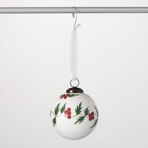 4"H Sullivans Christmas Holly Berry Ball Ornament  Multicolor - 1 of 2