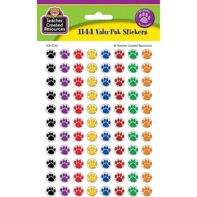 Teacher Created Paw Print Mini Stickers Value pk, Assorted Colors, pk of 1144