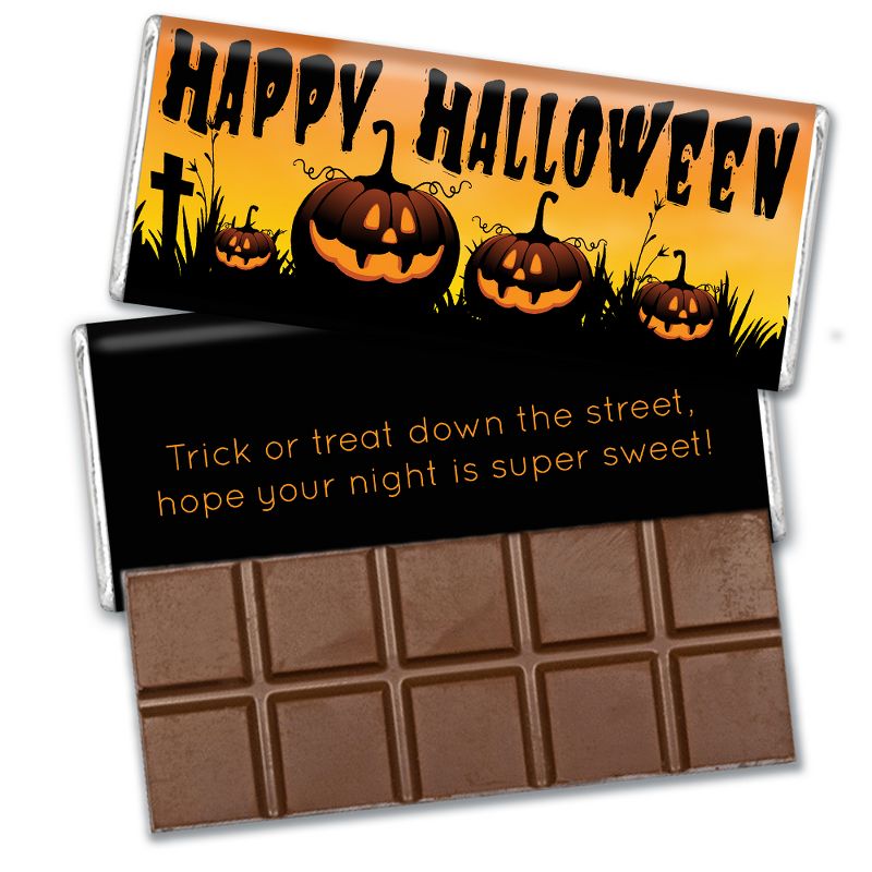 Halloween Candy Party Favors Belgian Chocolate Bars - Pumpkins, 1 of 3