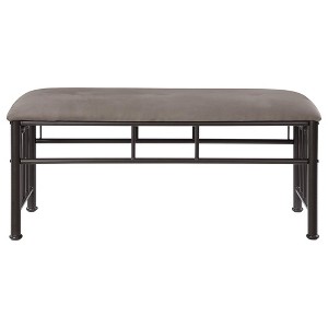 TiramisuBest Contemporary Bench in Silver Metal and Camel Faux Leather, 18.0"L Entryway Bench - 1 of 4