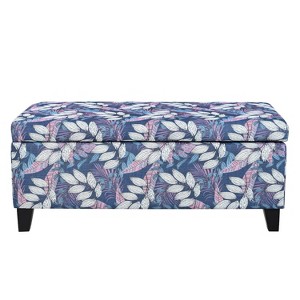 Christopher Knight Home Kayden Contemporary Wood Upholstered Storage Ottoman Muti Leaves - 1 of 4