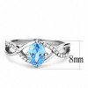 Slickblue Stainless Steel Ring for Women with Sea Blue CZ & Clear Accents, Polished No Plating, Size 5-10 - 4 of 4