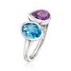 Ross-Simons 1.20 Carat Swiss Blue Topaz and .80 Carat Amethyst Toi Et Moi Ring in Sterling Silver - 3 of 4