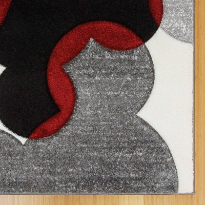 Handmade Red and Black Geometric Synthetic Kids' Area Rug 8' x 10'