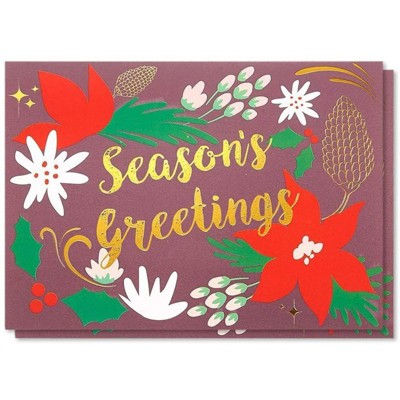 Best Paper Greetings 48 Pack Season’s Greetings Christmas Cards with Envelopes, Maroon (4 x 6 In)