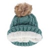 CTM Women's Cable Knit Lined Winter Beanie with Synthetic Fur Pom - 2 of 4