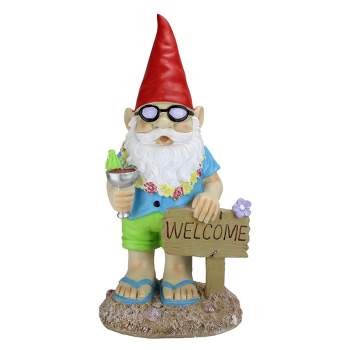 Northlight 16" Summer Time "Welcome" Gnome Outdoor Garden Statue