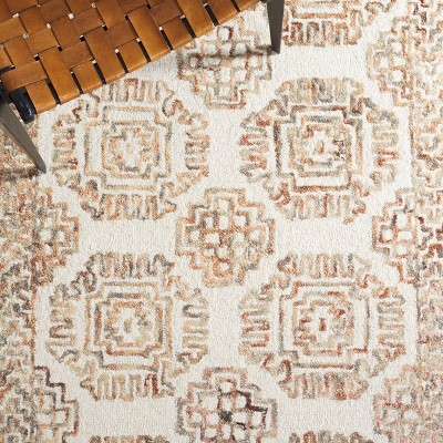 Ivory and Sage Square Tufted Wool Area Rug