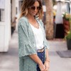 Amaryllis Women's Velvet Duster Open Front Relaxed Fit Longline Lightweight Cardigan Layering Piece - 2 of 4
