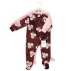 Hudson Baby Infant Girl Plush Sleep and Play, Burgundy Floral - 2 of 4