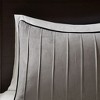 Sapphtopaz Comforter Set Faux Suede Bedding Quilt Sets Solid Color Pieced Design and Striped Pleats with Throw Pillows 7 Piece - 3 of 4