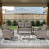 Belord Outdoor Patio Furniture Set with Glider Loveseat, Gray Wicker Deep Seating Patio Swivel Rocker Glider Chairs and Rattan Coffee Table - 2 of 4