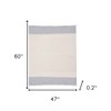 47" X 60"  and Ivory Cotton Woven Striped Throw Blanket with Fringe - 3 of 4