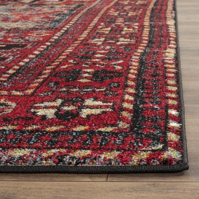 Vintage Red and Multi Synthetic High Pile Area Rug