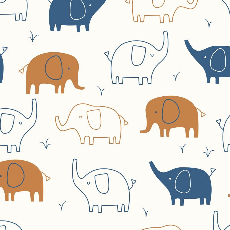 Lambs & Ivy Playful Elephant 100% Cotton White/Blue Baby Fitted Crib Sheet, 5 of 6
