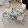 Retro Dining Sets Round, Dining Set Solid Wood With 16''Leaf And 4 Upholstered Chairs, Extendable Dining Table Set For Kitchen-Cuddlewood - 2 of 4