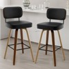 Bekrvio Swivel Counter Height Bar Stools, 29" Faux Leather Upholstered with Back & Bent Wood Legs, for Kitchen Counter - 2 of 4